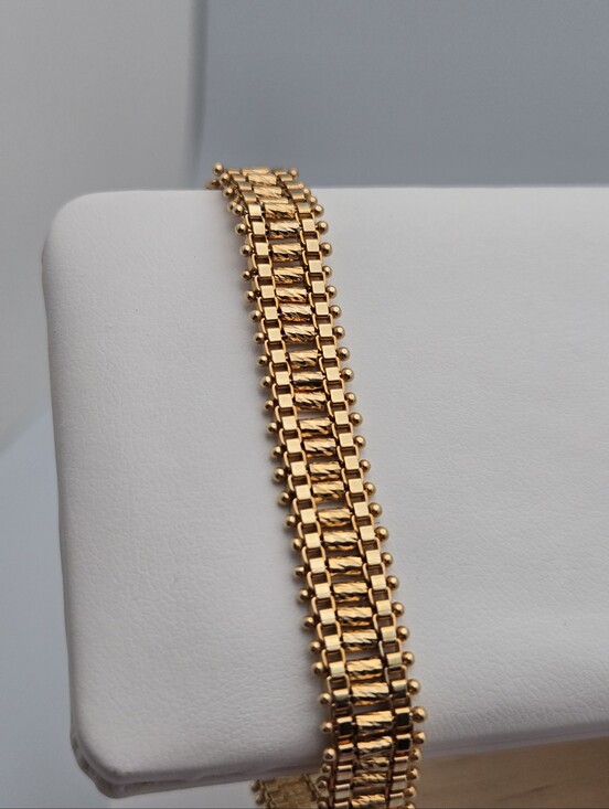 Vintage Jewelry - Vintage 1980s Gold Tone Bar Link Chain Bracelet 7.5"